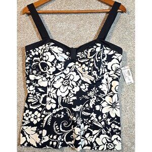 Dressbarn Corset Top Straps Stretch Floral Whimsigoth Witchy Goth Women's 10 NWT